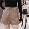 Lucyever PU Leder Motorrad Shorts Frauen Herbst Winter Hohe Taille Dünne Kurze Hosen Frauen Koreanische Schwarze Shorts 210521