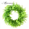 Kunstmatige groene bladeren krans 50cm voordeur krans shell gras plastic krans voor muur venster feest decor voor thuis bruiloft