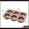 Plats de cuisson Casseroles Ustensiles de cuisson Cuisine Bar à manger Maison Jardin Drop Livraison 2021 6 trous Forme de tasse Moule à gâteau Pan antiadhésif Shortcake Pan Comestible F