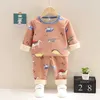 Lzh Pigiama per neonato per ragazzi Autunno Inverno Abbigliamento caldo per ragazze 1-4 anni Completo da dinosauro per bambino Pigiama per bambini G1023