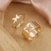 Fashion Butterfly Wide Band Ring Friendship Jewelry Gift Men Women's Silver Gold Color Personality Adjustable Couple Rings