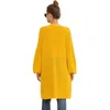 Oversized Solid Lång Cardigan Sweater Dam V-ringad V-ringad Lyktärm Casual Lös kappa Kvinna Eleganta stickade toppar 210603