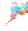 Multilayer Tassel Keychain Färgglada DIY handväska handväska tillbehör vägg hängande nyckelkedja plysch boll tofsel nyckelring smycken