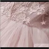 Baby, Maternity Drop Leverans 2021 3 4 5 6 7 8YRS Beige Bröllopsklänning för Baby Kids Winter Flower Dresses Girls Party Clothes Princess Pag