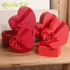 1/3 / pcs Red Heart Shape Candy Flower Boxes Set Gift Verpakking Kartonnen Papier Box voor Contrein Verpakking Bloemist Hat