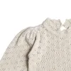 Outono bebê oco laço de algodão malha jumpsuit fundo fundo de rastejamento de camisola 210429