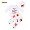 0-24M My 1st Thanksgiving Day Baby Boy Girl Clothes Set Cartoon Turkey Romper Pants Hat Outfits 210515