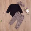 0-18M Autumn Spring Leopard born Infant Baby Girls Clothes Set Heart Long Sleeve Romper Ruffles Pants Outfits 210515