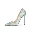 Marbling Women Pumps Shoes Comfortable Pointy Toe Heels Green For Thin Heel Sexy Formal Ladies Office Dress