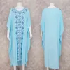 Broderi Bomullstrand Kaftan Cover Up Saida de Praia Baddräkt Bikini Cover Tunics för Pareo Sarong Wear # Q576 210420