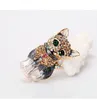 Cute Cat Brooch Pins Enamel Diamond Animal Design Business Suit Top Dress Cosage for Women Men Fashion Jewelry Will and Sandy