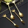 Spoons Creative Imperial Crown Teableware 4PCS Set Dessert Cake Fruit Fork Coffee Honey Stirring Spoon Stainless Steel Serving Teaspoon