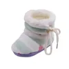 2021 Baby Winter Botki Noworodka Baby Girl Boots Miękkie Ciepłe Stripe Baby Side Paski Bawełniane Buty G1023