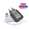Quick Charge 3.0 USB C Schnellladegerät PD 20 W Lieferung Home Wall Power Adapter für iPhone 12 Pro Max Samsung