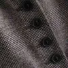 ビンテージ女性ダークグレーの格子縞スリムベストコート春のファッションレディースソフトボタンタンクメスカジュアル基本的なアウター210515