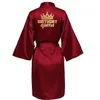 Birthday Party Queen&Squad Robes Satin Robe Dressing Gown Pajamas gold writing kimono robe