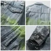 Harajuku Tie Dye Jean Jacket Mens Hip Hop Graffiti Denim Jassen Streetwear Spray Paint Ripped Jassen en Jassen Herfst C0607