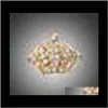 Pins in stile gioielli pieni spille di strass per spille per donne intarsio cristallo corona collare spilla pS1047 j7eva