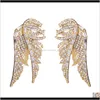 Bijoux de charme Drop Livraison 2021 Creative Niche Design Flying Bird Wings Strass Diamant Boucles d'oreilles à la mode Femmes Exagérée Vent Earri