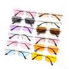 Zonnebril mode rechthoek randloze unisex retro gradiënt kleuren zonnebril streetwear eyewear luxe ontwerp UV400 bril