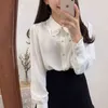 Korean Loose Plus Size Blouse Spring Long-Sleeved Chiffon Shirt Office Cardigan Puff Sleeve Crop Top Women 9820 210415