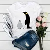 PENGUIN T Shirt Printed Funny Tee Shirt Cute Cartoon t shirt for Women Summer Short Sleeves women Clothing Graphic Tshirt G220310