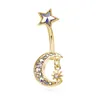 Luxe Designer Merk Navel Bell Button Rings Gold Moon Star Belly Ring Ab Rhinestone Design Body Piercing Sieraden