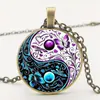 Anhänger-Halsketten! 3 Farben Tibet Cabochon Glaskette Halskette Ying Yang Schmetterling Geschenke für Männer und Frauen