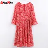 GARAMAY Frauen Sommer Kleid Eveving Party Chiffon Robe Femme Rot Büro Elegante Kleidung Midi es Für 210428