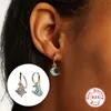 Hoop & Huggie ROXI Star Moon Turquoise Stone Earrings For Women 925 Sterling Silver Women's Jewelry Pendientes Plata Gifts