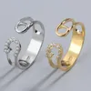 Cluster Anelli in argento sterling 925 con perno in oro polsini ridimensionabili 2021 moda europea di lusso in cristallo anello regolabile gioielli per feste
