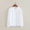 Lente Korea Mode Vrouwen Lange Mouwen Borduurwerk Peter Pan Collar Casual Shirts 100% Katoen Mori Girl White Blouse S578 210512