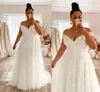 2022 Robe de mariée de taille plus une ligne de l'épaule dentelle grandes robes de mariée appliques zip arrière magnifique dame robes de mariage blanc ivoire