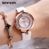 Mulheres Assista à prova d 'água Strass Ball Dial Luxo Moda Branco Couro Relógios Menina Vestido Estudante Relógio de Relógios de Relógios