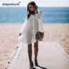 Women Bikini Cover Up Sexy Kaftan Beach Shirt Tunics Dress Swimsuit Swimwear -s Summer Wear 210521