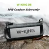 IPX6 Vattentät W-King D8 TWS Bluetooth HiFi-högtalare utomhus 50W Högkörning Trådlös subwoofer 360 surroundljud 10000 mAh batteri U-skivspel Power Bank