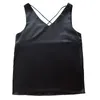 Summer Camisole Spaghetti Strap Top Femmes Halter V Cou Blanc Noir Sans Manches Satin Soie Débardeurs Femmes Sexy Streetwear 210507