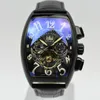 Tourbillon Mechanical Watch Men Luxury Top Brand Caseno Leather Band Daydate 자동 골격 드롭쉽 남성 시계 손목 Watches9431130