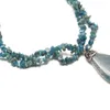 Hanger kettingen fijne ketting drop-vormige blauwe draak patroon agaat plus grind voor unisex charme sieraden gift lengte 80 cm
