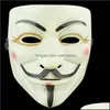 Festliga leveranser Home Gardenhalloween Horror Grie Mask Plastic V Vendetta FL Face Man Street Dance Masks Costume Party Roll CO2591280