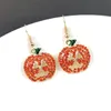 Stud Fashion Halloween Boucles d'oreilles en cristal complet pour filles strass citrouille charmes femmes bijoux cadeau 1 paire