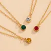 Chokers Lacteo 4 Candy Color Shiny Rhinestone Pendant Necklace Jewelry For Women Fashion Trendy Simple Layered Chain Choker