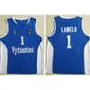 NCAA Partihandel Litauen Vytautas # 1 Lamelo Ball Jersey 3 Liangelo Blue White Stitched 99 Lavar Ball Basketball Jerseys Mix Order