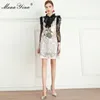 Fashion Designer dress Summer Women's Dress Ruffles Lace Long sleeve Witch Print Dresses 210524