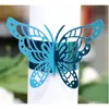 Servettringar 50st Laser Cut Hollow Butterfly Hållare El Bröllop Inbjudningar Party Bordspapper Dekoration Tillbehör DIY