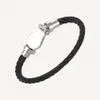 Bracciale con cavo a ferro di cavallo moda Bracciale in acciaio inossidabile nero placcato oro bianco 18 carati Braccialetti per uomo Accessori regalo per donna con sacchetti per gioielli all'ingrosso