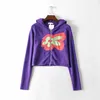 NS led C312 style in Europe and America the spring zipper sweater cardigan hooded female flowers 210914