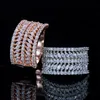 Luxury Brand Designer Jewelry Rose Gold Color Round Marquise CZ Stone OL Style Big Finger Rings for Women R054 210714