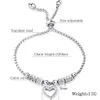 Instyle Adjustable Heart Love CZ Stone Customize Stainless Steel Bracelets