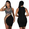 Sexy Nightclub Net Drilling Sleeveless Pacchetto irregolare Hip Dress Summer Fashion 211115